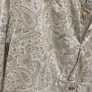 🌸 Magnolia Pearl Hand Block Print Ines Tunic Shirt Top Yellow Cream one Size NWT